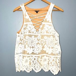 Express Lace Tank Top • Size Medium • USED • White Lace • Great Condition